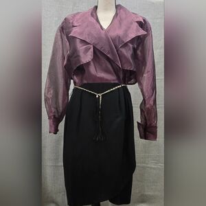 Vintage Night Way 1-Piece Multi Layered Organza Top w/ Knee-length Skirt